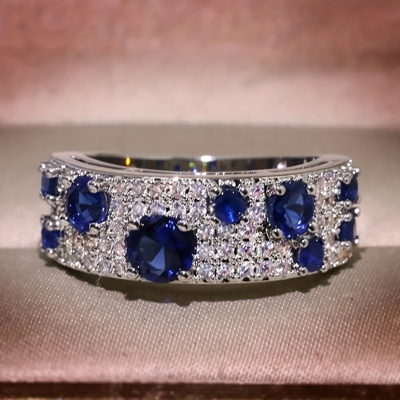 New Fashion Blue Synthetic Gemstone Ring for Women
